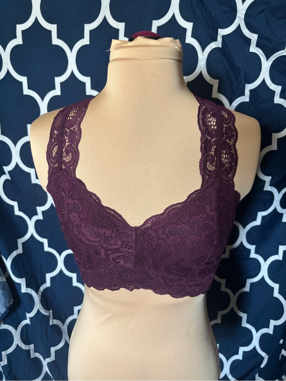 Serra Lace Racerback Bralette in Plum